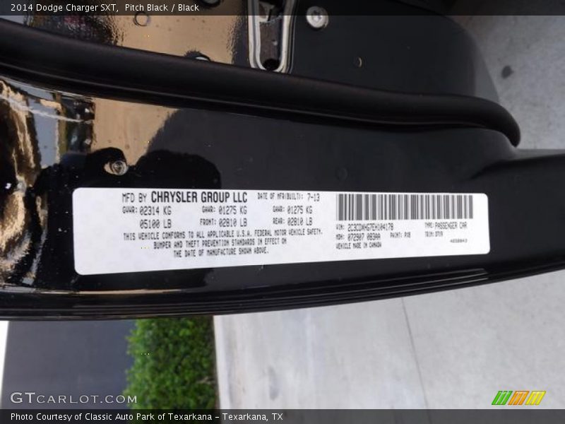 Pitch Black / Black 2014 Dodge Charger SXT