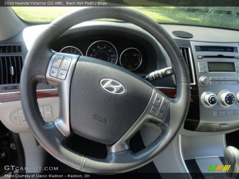Black Noir Pearl / Beige 2010 Hyundai Veracruz GLS AWD