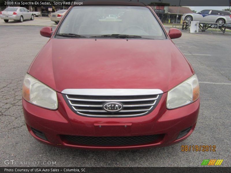 Spicy Red / Beige 2008 Kia Spectra EX Sedan