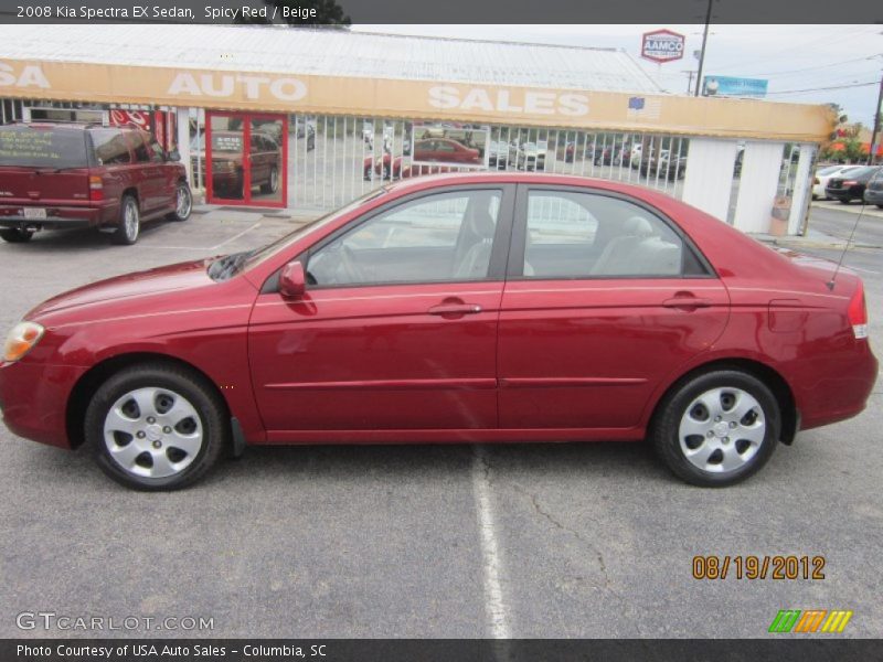 Spicy Red / Beige 2008 Kia Spectra EX Sedan