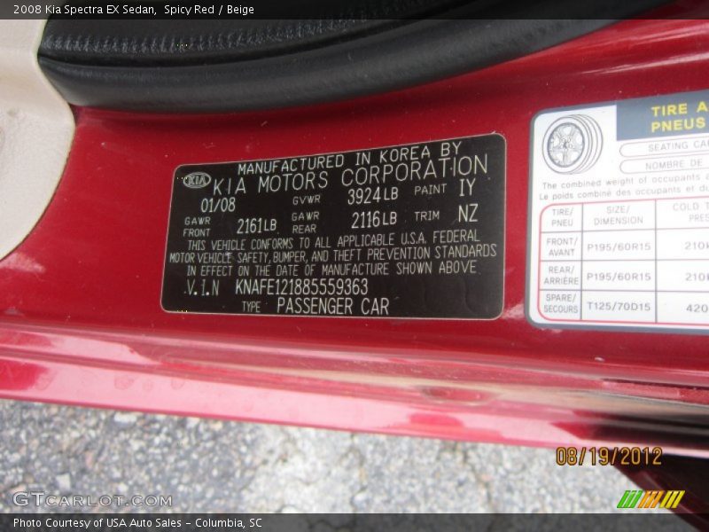 Spicy Red / Beige 2008 Kia Spectra EX Sedan