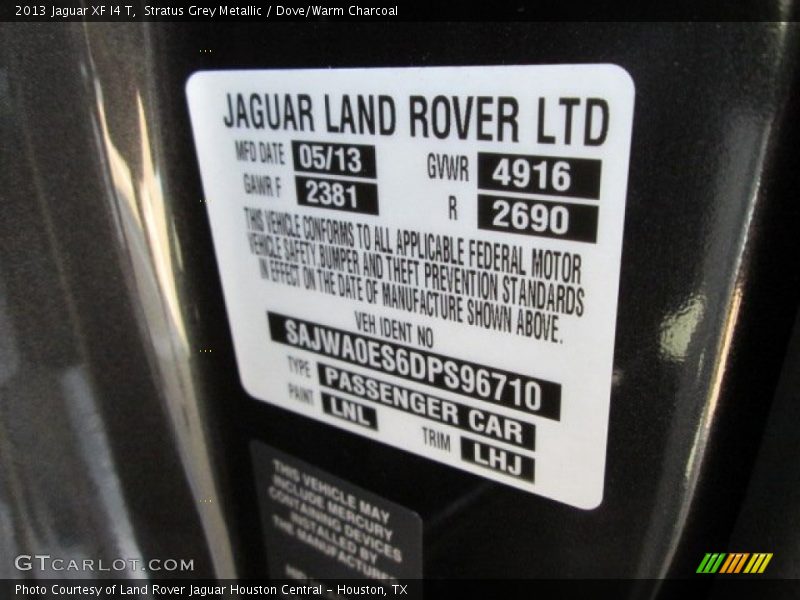 Stratus Grey Metallic / Dove/Warm Charcoal 2013 Jaguar XF I4 T
