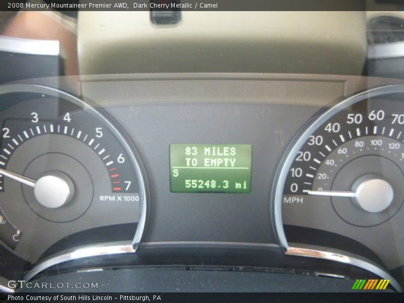 Dark Cherry Metallic / Camel 2008 Mercury Mountaineer Premier AWD