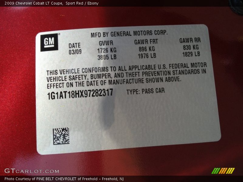 Sport Red / Ebony 2009 Chevrolet Cobalt LT Coupe