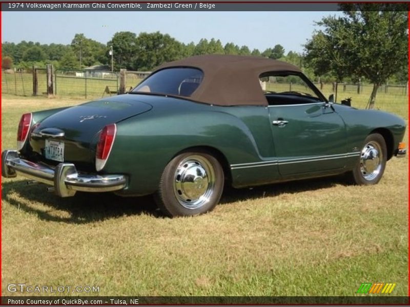 Zambezi Green / Beige 1974 Volkswagen Karmann Ghia Convertible