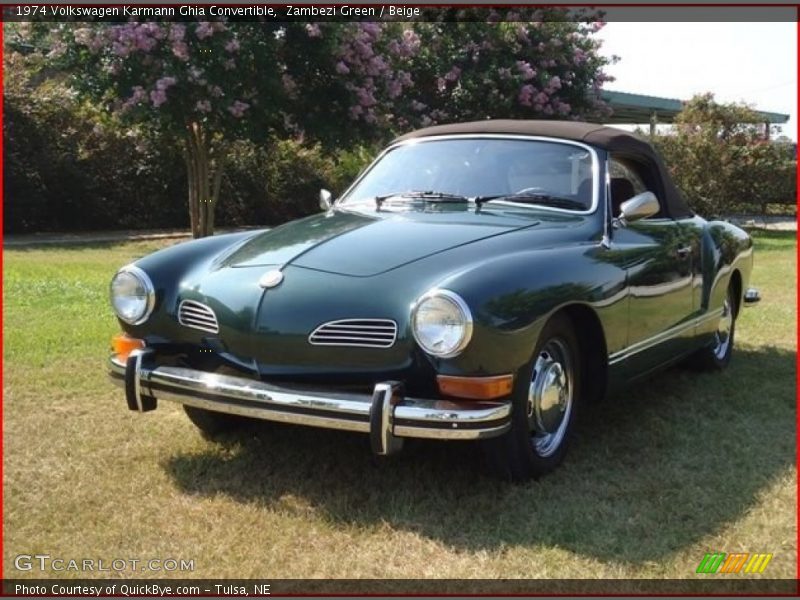 Zambezi Green / Beige 1974 Volkswagen Karmann Ghia Convertible