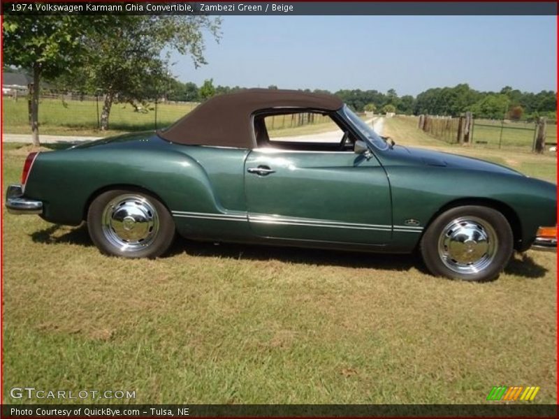 Zambezi Green / Beige 1974 Volkswagen Karmann Ghia Convertible