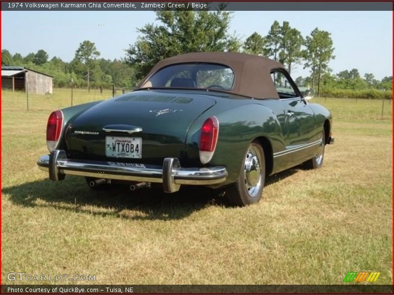 Zambezi Green / Beige 1974 Volkswagen Karmann Ghia Convertible