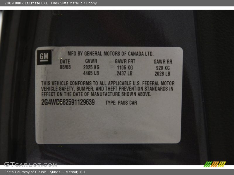 Dark Slate Metallic / Ebony 2009 Buick LaCrosse CXL