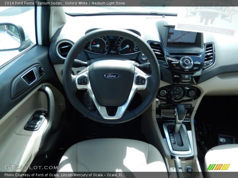 Oxford White / Medium Light Stone 2014 Ford Fiesta Titanium Sedan