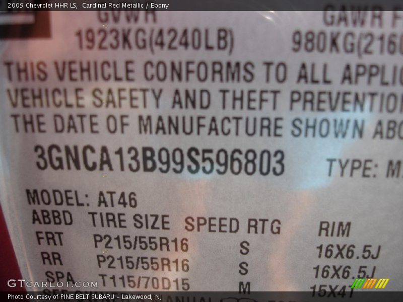 Cardinal Red Metallic / Ebony 2009 Chevrolet HHR LS