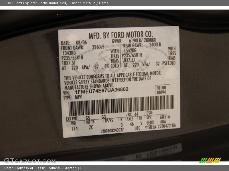 Carbon Metallic / Camel 2007 Ford Explorer Eddie Bauer 4x4