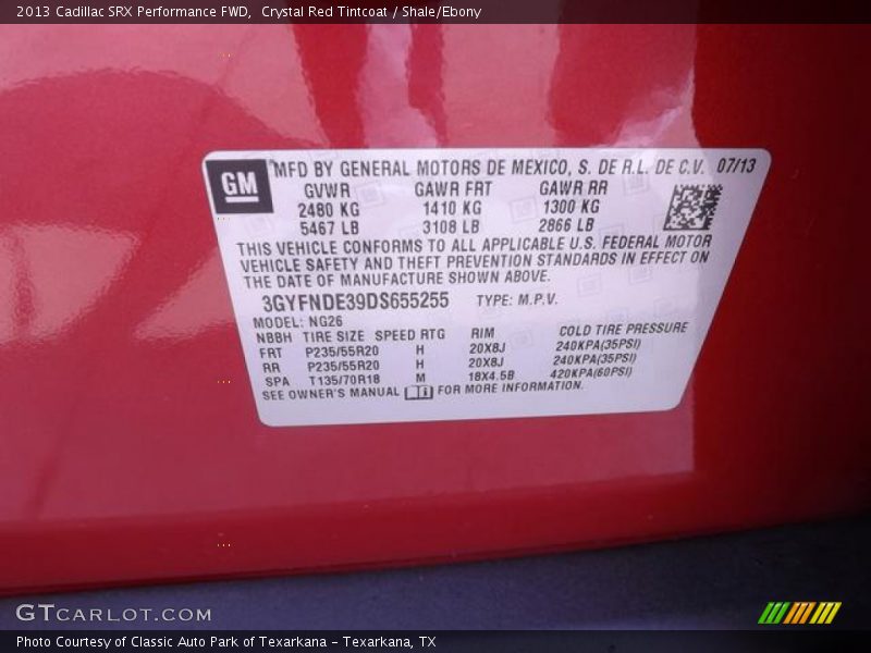 Crystal Red Tintcoat / Shale/Ebony 2013 Cadillac SRX Performance FWD