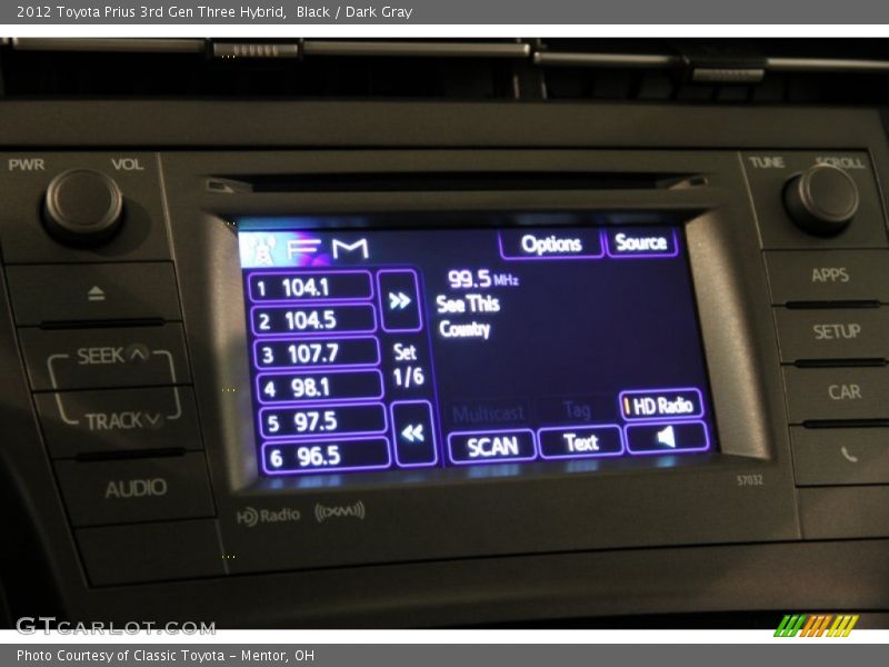 Black / Dark Gray 2012 Toyota Prius 3rd Gen Three Hybrid
