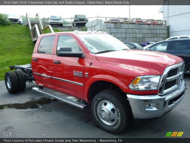 Flame Red / Black/Diesel Gray 2013 Ram 3500 Tradesman Crew Cab 4x4 Dually Chassis