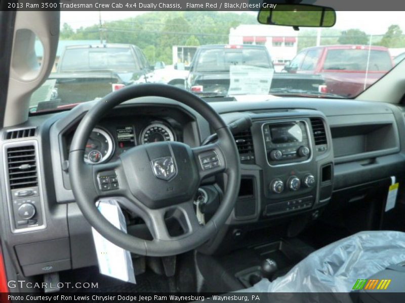 Flame Red / Black/Diesel Gray 2013 Ram 3500 Tradesman Crew Cab 4x4 Dually Chassis