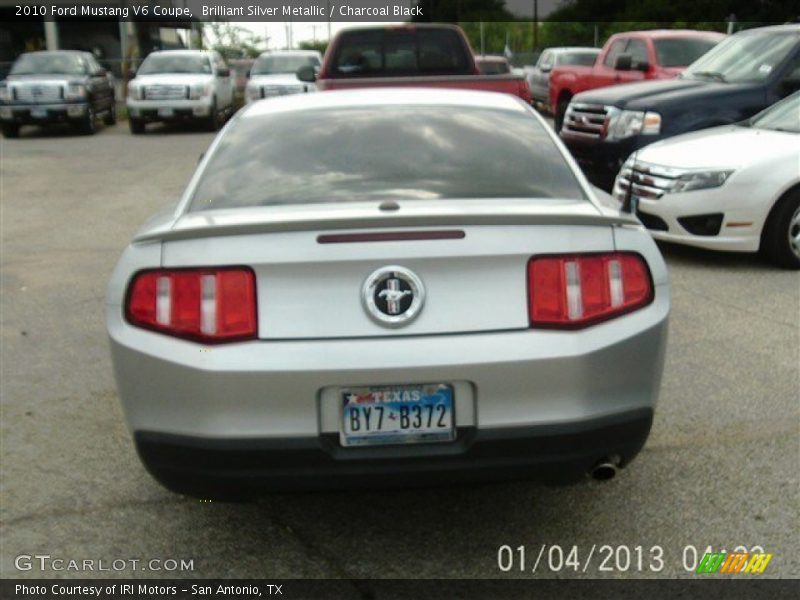 Brilliant Silver Metallic / Charcoal Black 2010 Ford Mustang V6 Coupe