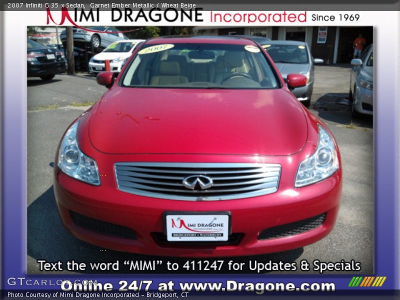 Garnet Ember Metallic / Wheat Beige 2007 Infiniti G 35 x Sedan