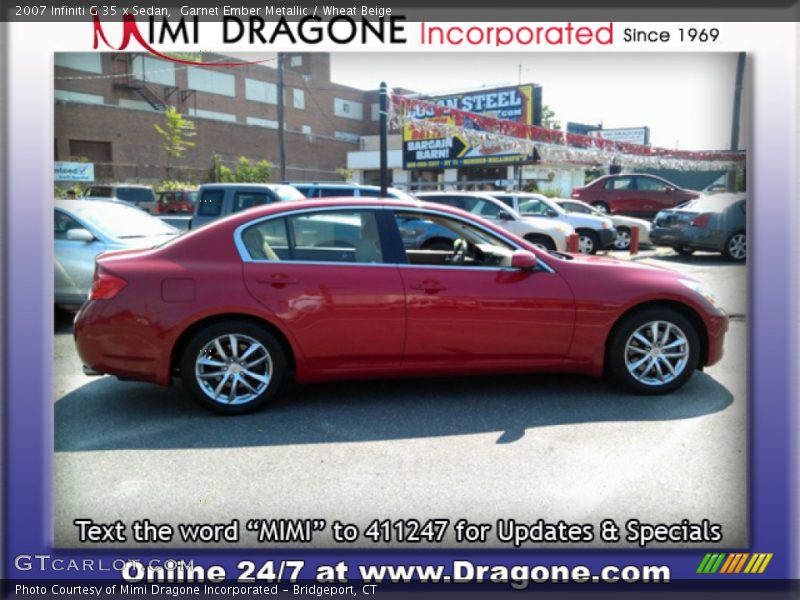 Garnet Ember Metallic / Wheat Beige 2007 Infiniti G 35 x Sedan