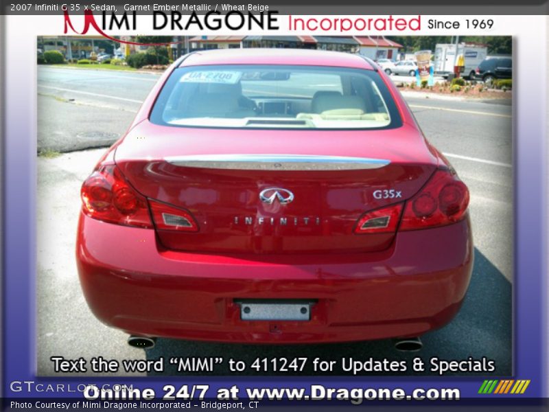 Garnet Ember Metallic / Wheat Beige 2007 Infiniti G 35 x Sedan