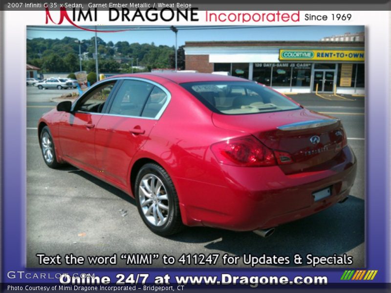 Garnet Ember Metallic / Wheat Beige 2007 Infiniti G 35 x Sedan