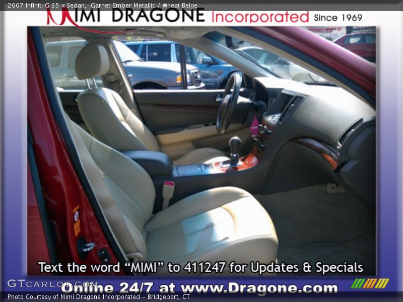 Garnet Ember Metallic / Wheat Beige 2007 Infiniti G 35 x Sedan