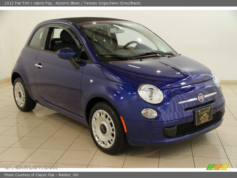 Azzurro (Blue) / Tessuto Grigio/Nero (Grey/Black) 2012 Fiat 500 c cabrio Pop