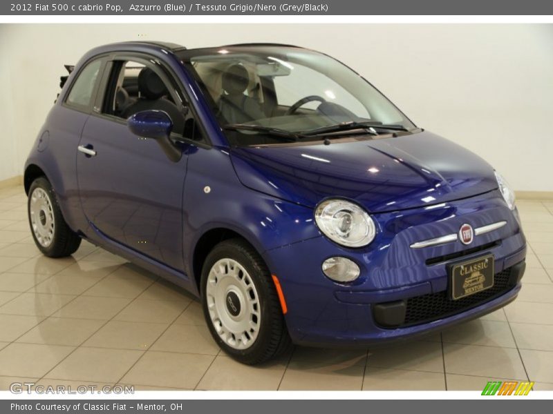 Azzurro (Blue) / Tessuto Grigio/Nero (Grey/Black) 2012 Fiat 500 c cabrio Pop