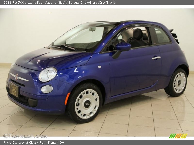 Azzurro (Blue) / Tessuto Grigio/Nero (Grey/Black) 2012 Fiat 500 c cabrio Pop