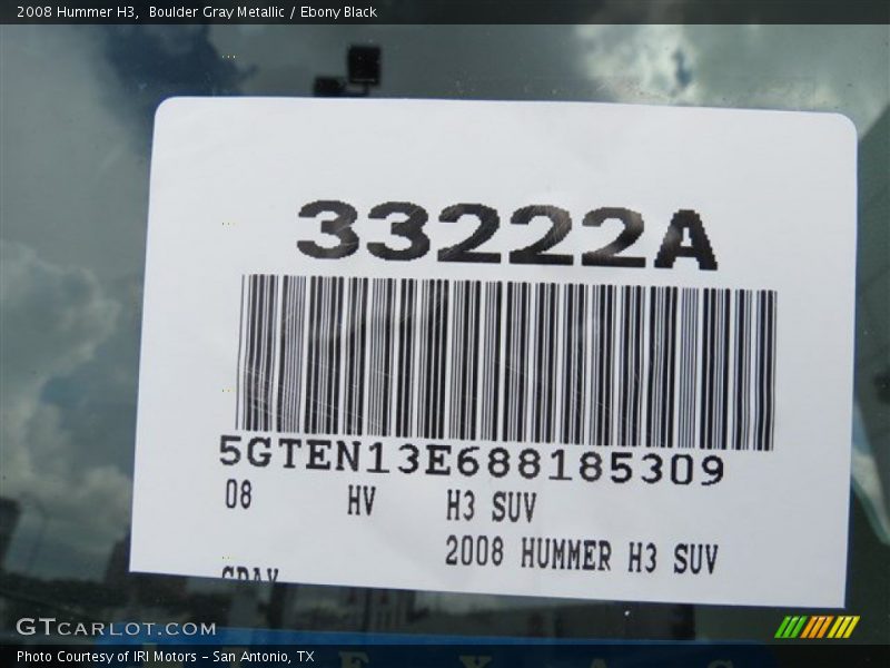 Boulder Gray Metallic / Ebony Black 2008 Hummer H3