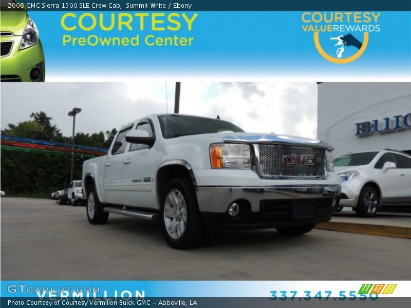Summit White / Ebony 2008 GMC Sierra 1500 SLE Crew Cab