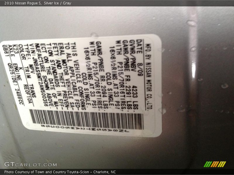 Silver Ice / Gray 2010 Nissan Rogue S