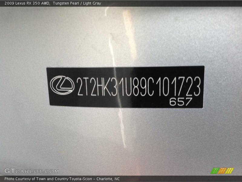 Tungsten Pearl / Light Gray 2009 Lexus RX 350 AWD