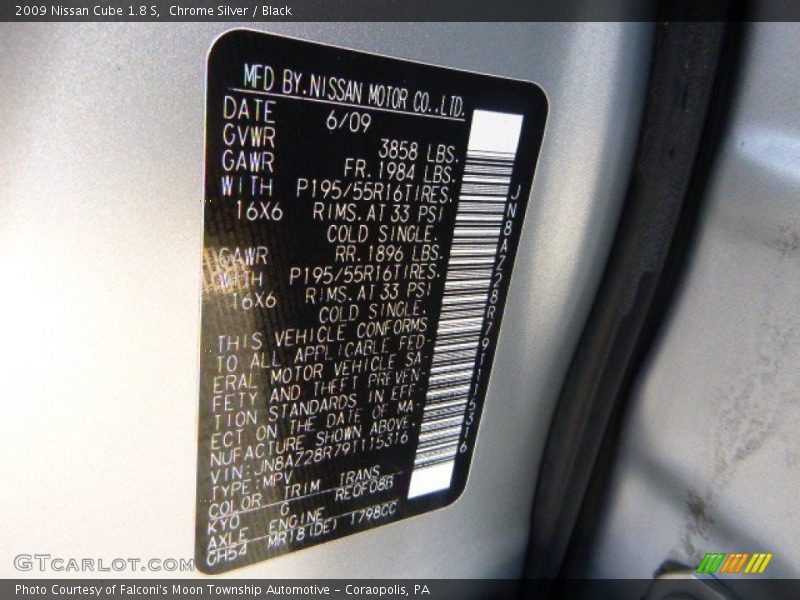 Chrome Silver / Black 2009 Nissan Cube 1.8 S