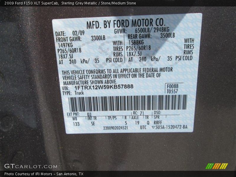 Sterling Grey Metallic / Stone/Medium Stone 2009 Ford F150 XLT SuperCab