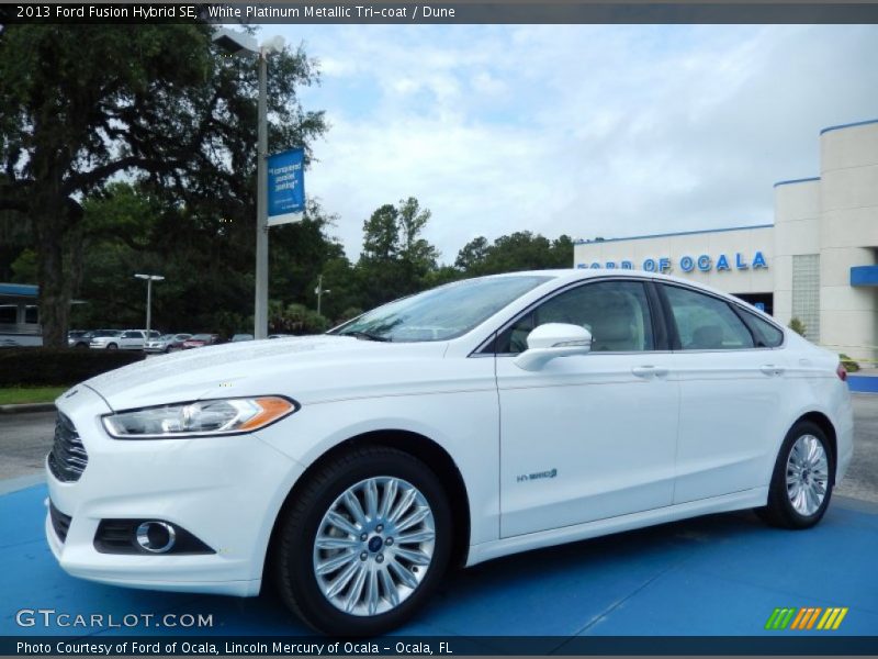 White Platinum Metallic Tri-coat / Dune 2013 Ford Fusion Hybrid SE