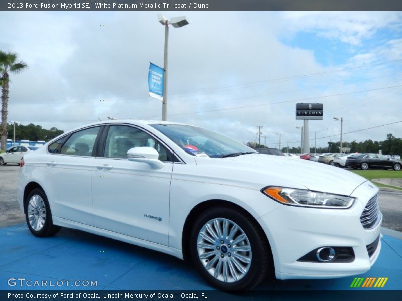 White Platinum Metallic Tri-coat / Dune 2013 Ford Fusion Hybrid SE