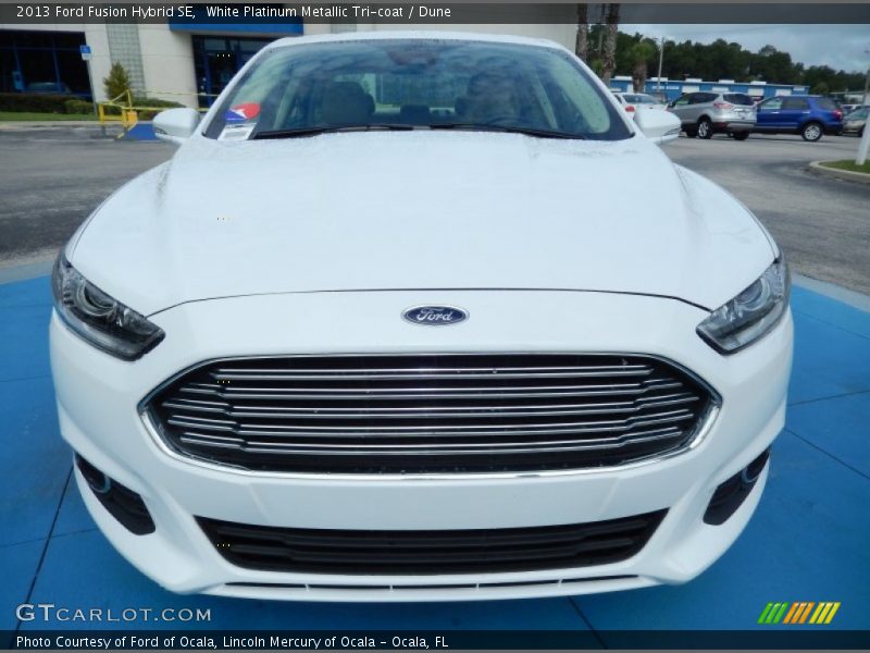 White Platinum Metallic Tri-coat / Dune 2013 Ford Fusion Hybrid SE