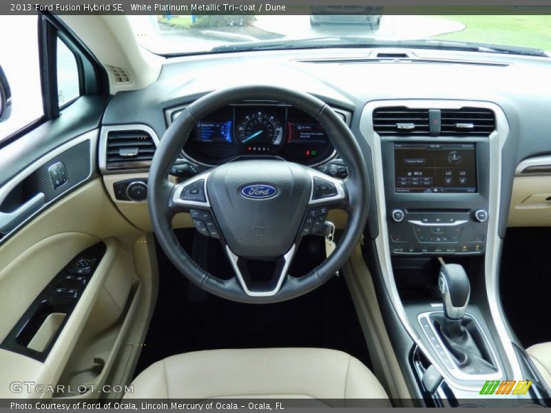 White Platinum Metallic Tri-coat / Dune 2013 Ford Fusion Hybrid SE