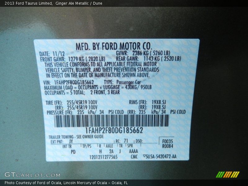 Ginger Ale Metallic / Dune 2013 Ford Taurus Limited