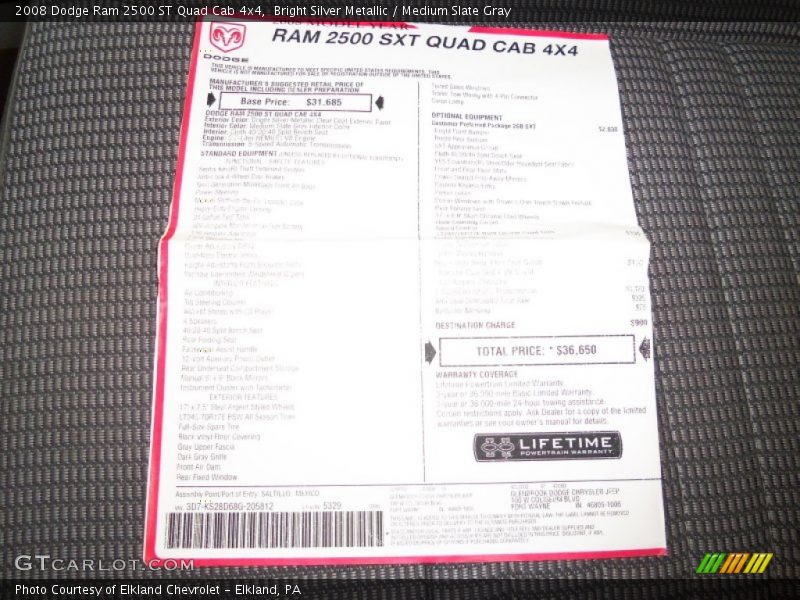 Bright Silver Metallic / Medium Slate Gray 2008 Dodge Ram 2500 ST Quad Cab 4x4
