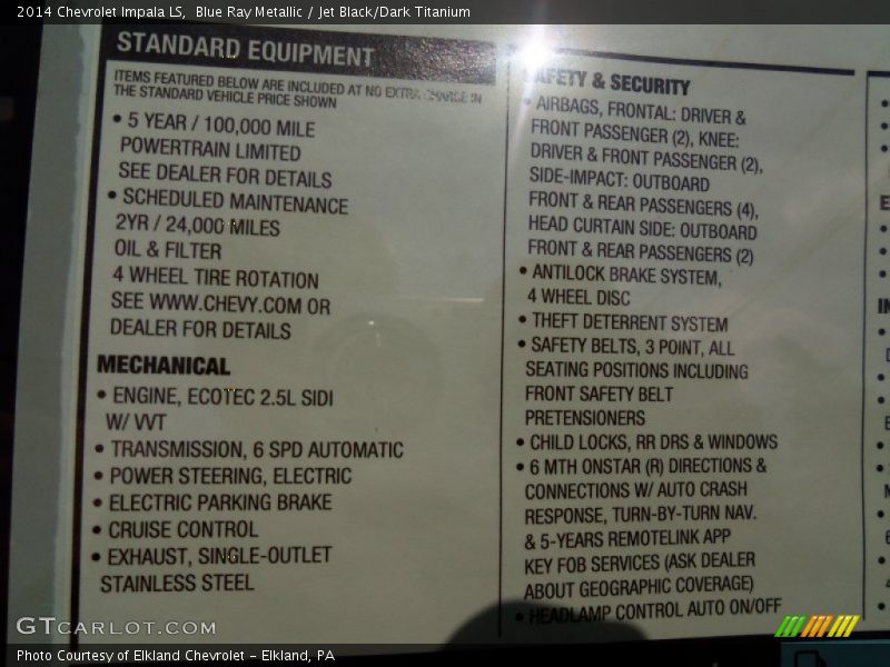 Blue Ray Metallic / Jet Black/Dark Titanium 2014 Chevrolet Impala LS
