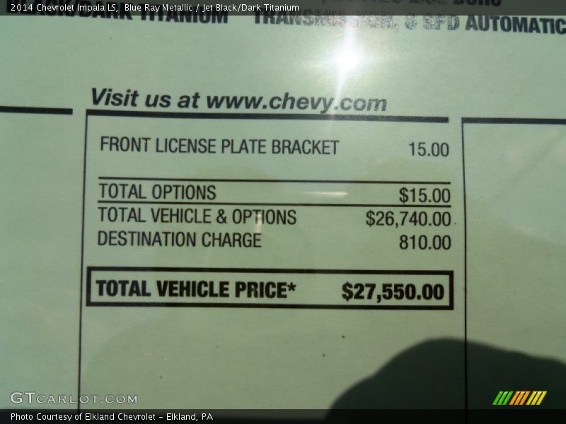 Blue Ray Metallic / Jet Black/Dark Titanium 2014 Chevrolet Impala LS