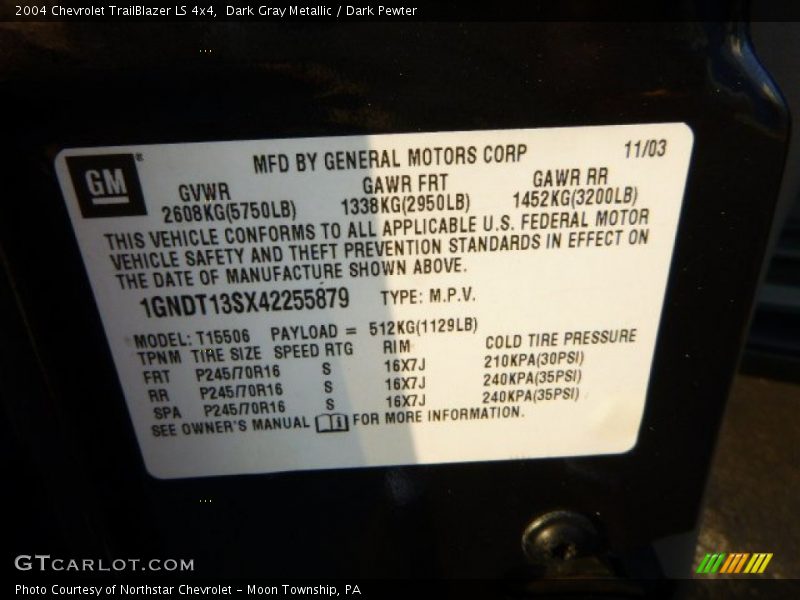 Dark Gray Metallic / Dark Pewter 2004 Chevrolet TrailBlazer LS 4x4