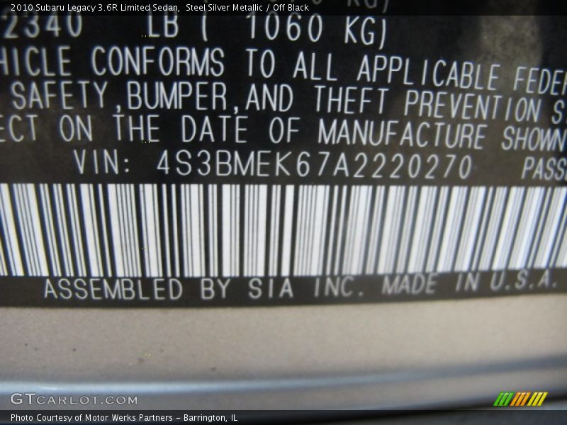 Steel Silver Metallic / Off Black 2010 Subaru Legacy 3.6R Limited Sedan
