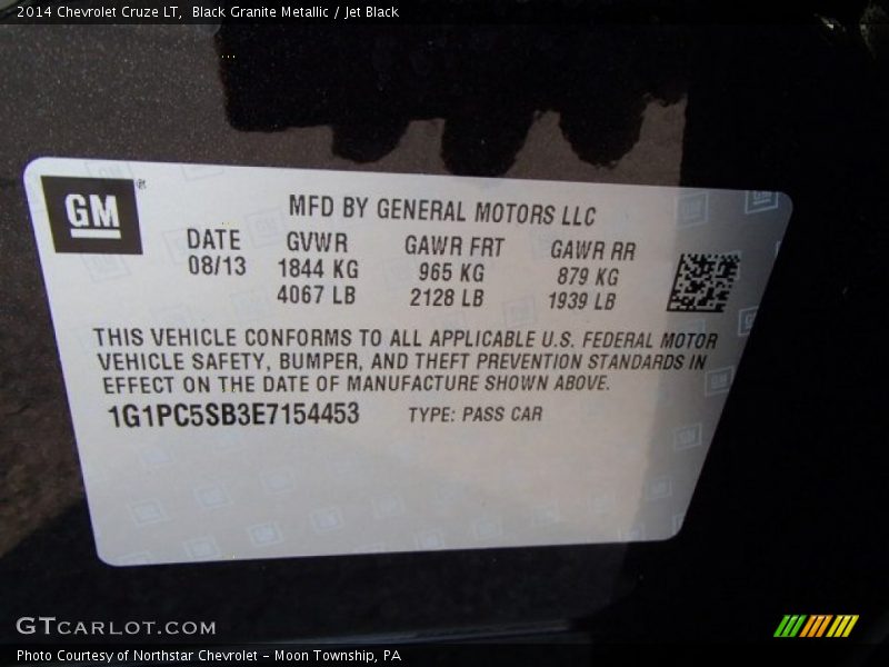 Black Granite Metallic / Jet Black 2014 Chevrolet Cruze LT