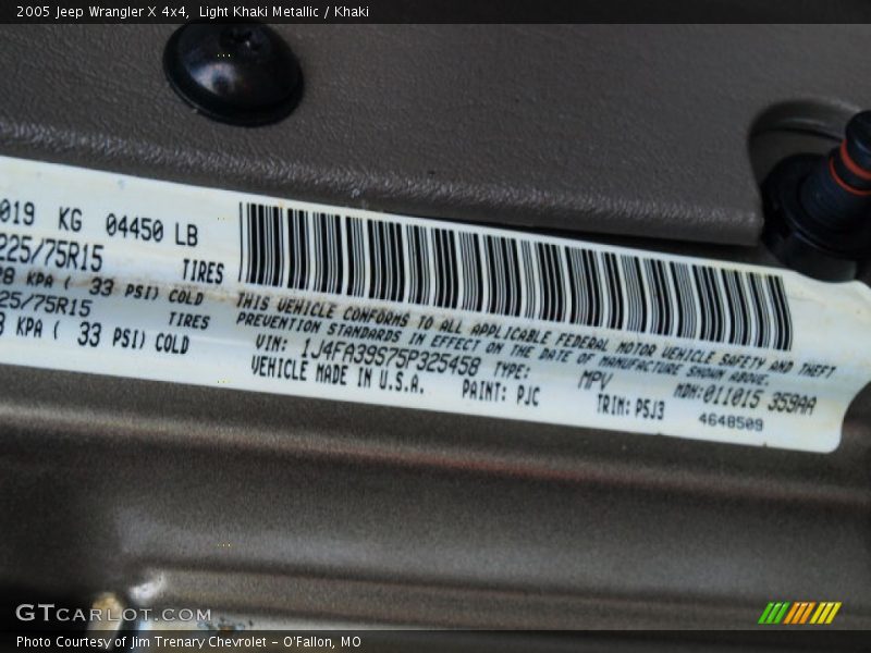 Light Khaki Metallic / Khaki 2005 Jeep Wrangler X 4x4