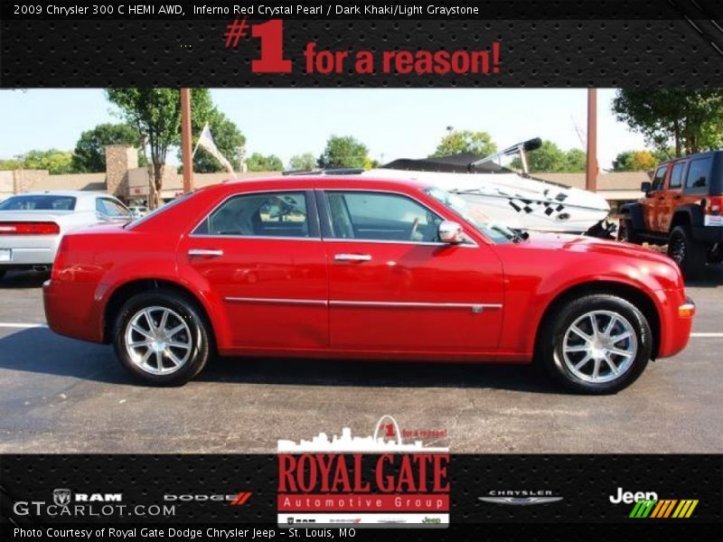 Inferno Red Crystal Pearl / Dark Khaki/Light Graystone 2009 Chrysler 300 C HEMI AWD