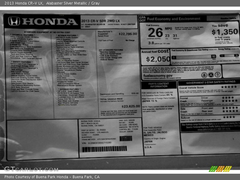 Alabaster Silver Metallic / Gray 2013 Honda CR-V LX