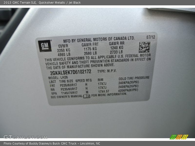 Quicksilver Metallic / Jet Black 2013 GMC Terrain SLE